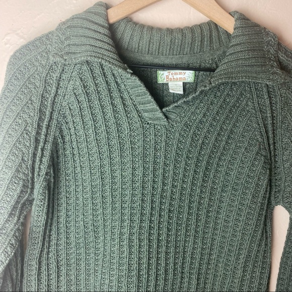 Tommy Bahama Green Chunky Cotton Collared Sweater XS - Picture 2 of 7